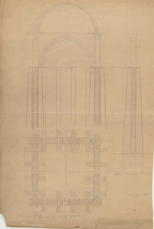 Juste Lisch - Eglise de Saint-Benoît-sur-Loire, plan et élévation d'un arc