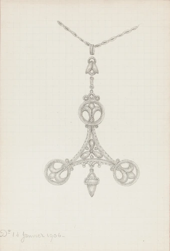 Enguerrand du Suau de la Croix - Pendentif triangulaire, à motif floral et trois...