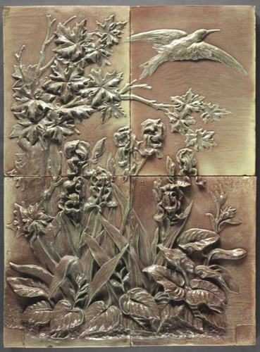 Emile Muller et Compagnie - Plaque de revêtement mural à décor aquatique de styl...