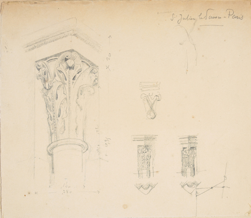 Victor Ruprich-Robert - Chapiteaux ornés de motifs végétaux à Saint-Julien-le-Pa...
