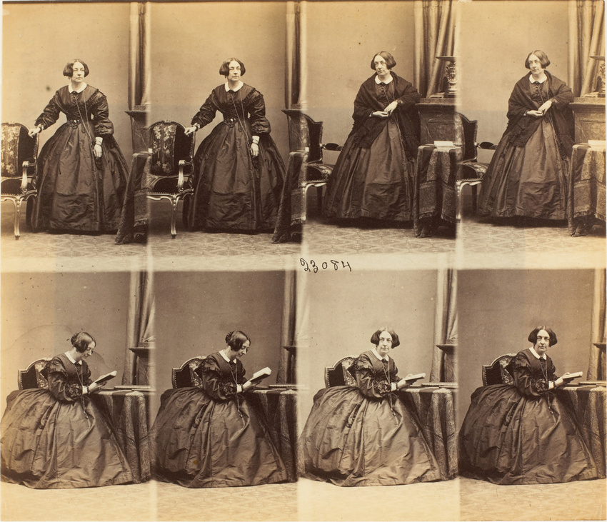 André Adolphe Eugène Disdéri - Lady Cranworth en huit poses, quatre en pied, qua...