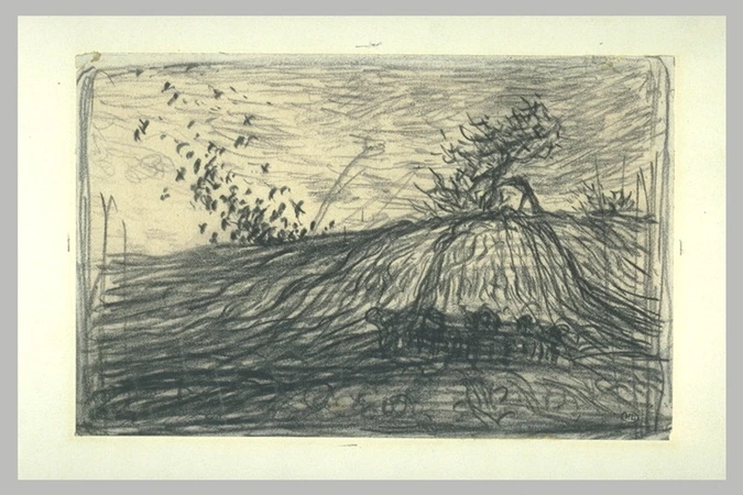 Jean-François Millet - Paysage avec envollée d'oiseaux