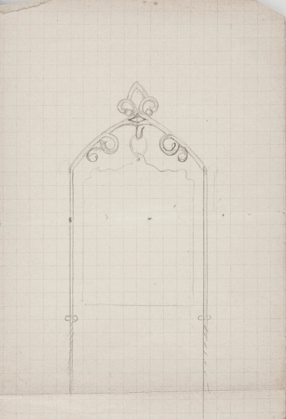 Porte médaille à motif de volutes et fleur de lys stylisée - Enguerrand du Suau de la Croix