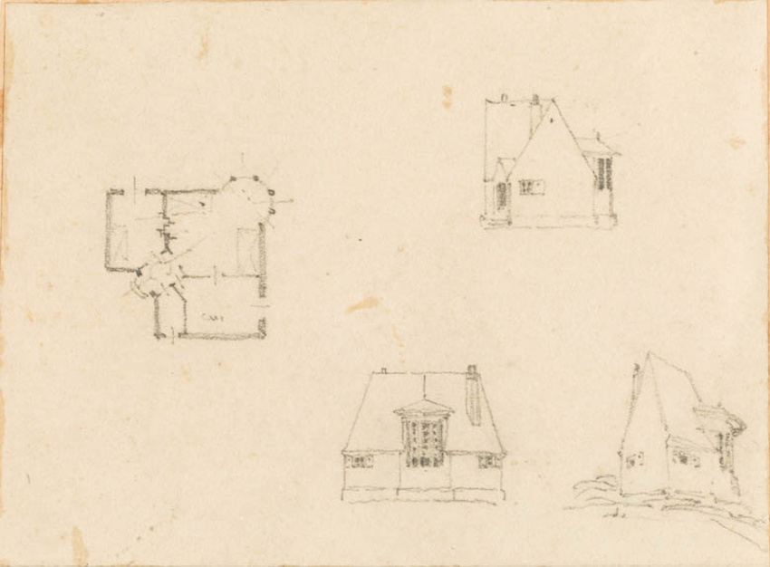 Marcel Guilleminault - Projet pour un atelier, élévation et plan