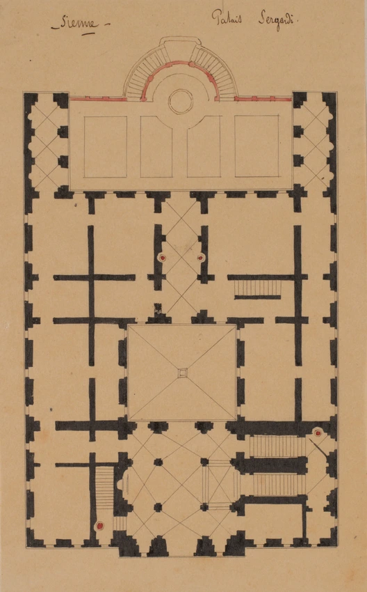 Plan du Palais Sergardi, Sienne - Edouard Villain