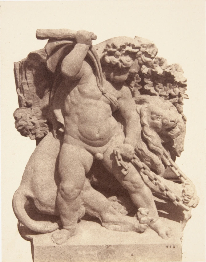 Edouard Baldus - "La Force", sculpture de Georges Clère, décor du palais du Louv...