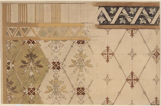 Motif décoratif : bouquet de fleurs, feuilles de lierre, triglyphes (recto) ; Feuilles de lierre (verso) - Eugène Viollet-le-Duc
