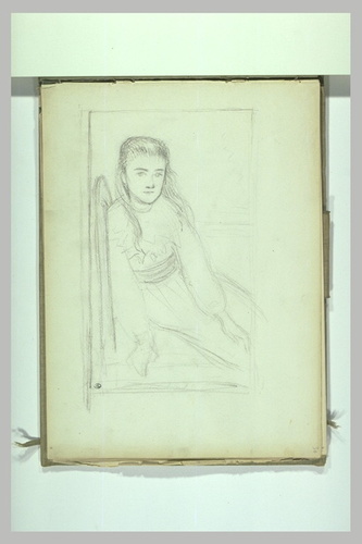 Louise Breslau - Portrait de fillette assise sur une chaise, vue de trois quarts...