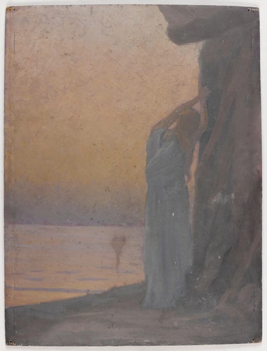 Alphonse Osbert - Figure, bras levés au bord de l'eau
