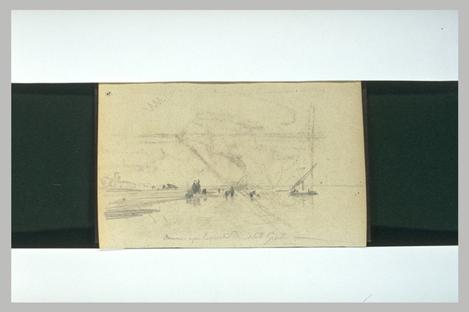 Léon Belly - Paysage maritime : brume après le coucher du soleil