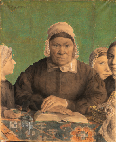 Félix Bracquemond - Portrait de ma grand-mère (La lecture de la Bible)
