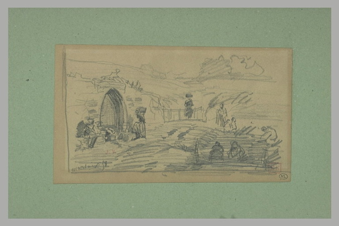 Jules Jacques Veyrassat - Femmes et lavandières près de ruines