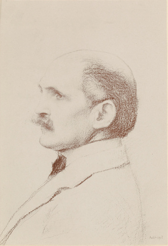 Anonyme - Portrait d'homme non identifié, de profil (Autoportrait ?), dessin de ...
