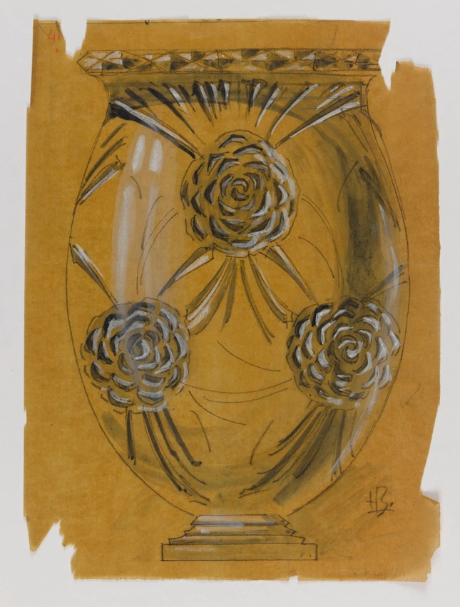 Lucien Bonvallet - Vase sur piédouche à décor de fleurs, dahlia ?