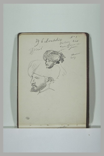Alphonse de Neuville - Deux têtes d'officier portant turban
