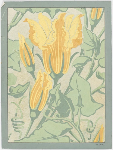 Emile Bernaux - Décor à fleurs de courges stylisées