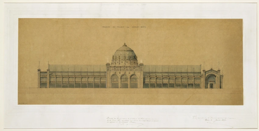 Jean-Camille Formigé - Projet pour l'Exposition universelle de 1889, façade du p...