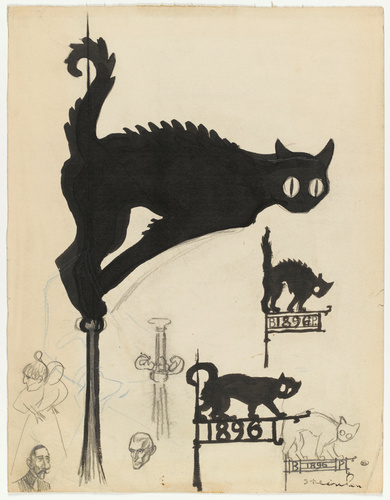 Théophile Alexandre Steinlen - Divers projets d'enseignes surmontées de chats no...