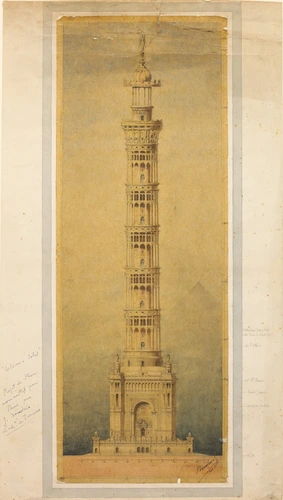 Jules Bourdais - Projet de phare monumental pour Paris, élévation}