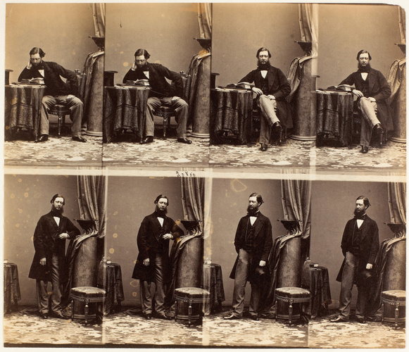 André Adolphe Eugène Disdéri - M. Monson en huit poses, quatre assis et quatre e...