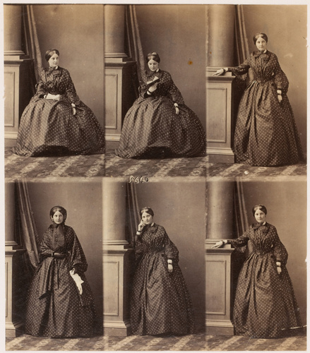 André Adolphe Eugène Disdéri - Mme. Augusta Shurt en six poses, deux assise, qua...
