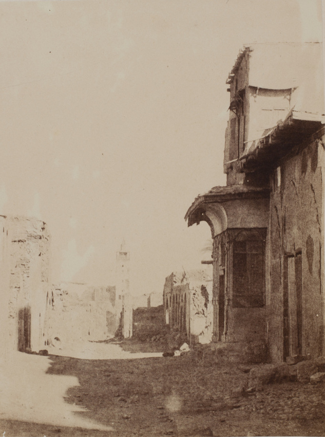 Henry Sauvaire - Damas, rue droite, maisons et minaret au fond, 1861