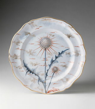 Emile Gallé - Assiette, service "Floral" : ancolie