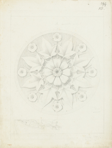 Victor Ruprich-Robert - Etude pour une rosace en bois, zinnia, patate, mouron