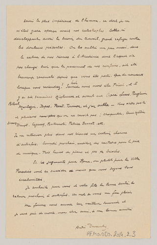 André Devambez - Lettre d'André Devambez à Paul Léon du 28 juin 1943