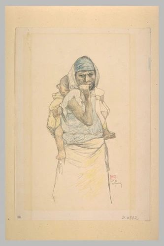 Louis Auguste Girardot - Femme arabe portant un enfant sur le dos