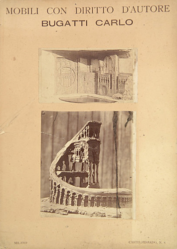 Anonyme - Deux photographies de maquettes de décoration intérieure de Carlo Buga...