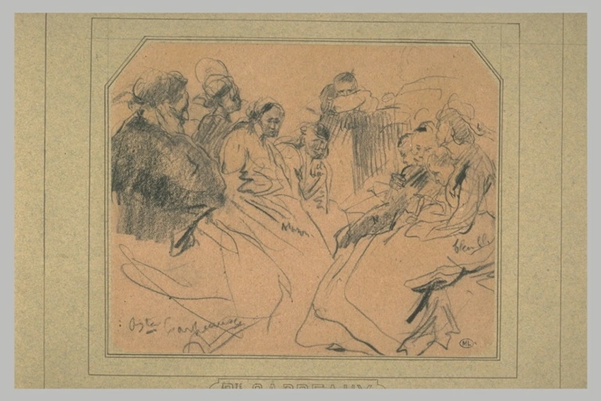 Jean-Baptiste Carpeaux - Sur le bateau-mouche : homme observant des femmes assis...