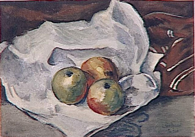 Paul Gachet - Trois pommes sur un torchon blanc