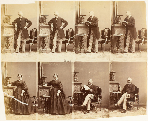 André Adolphe Eugène Disdéri - Major Stuart et madame en huit poses, six le majo...