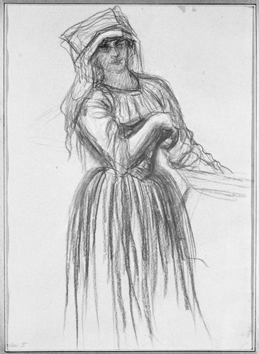 Ernest Hébert - Paysanne italienne debout, portant un objet