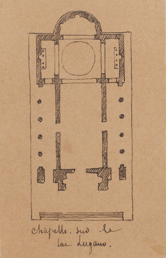 Edouard Villain - Plan d'une chapelle sur le lac de Lugano