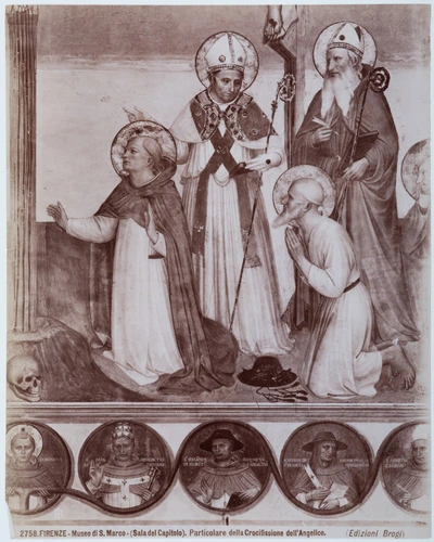 Edizioni Brogi - Détail de la crucifixion de Fra Angelico : Les évêques