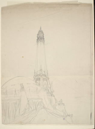 François Garas - Temple à la Pensée, dédié à Beethoven, vue perspective depuis l...