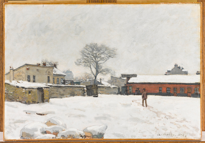 Alfred Sisley - Sous la neige : cour de ferme à Marly-le-Roi