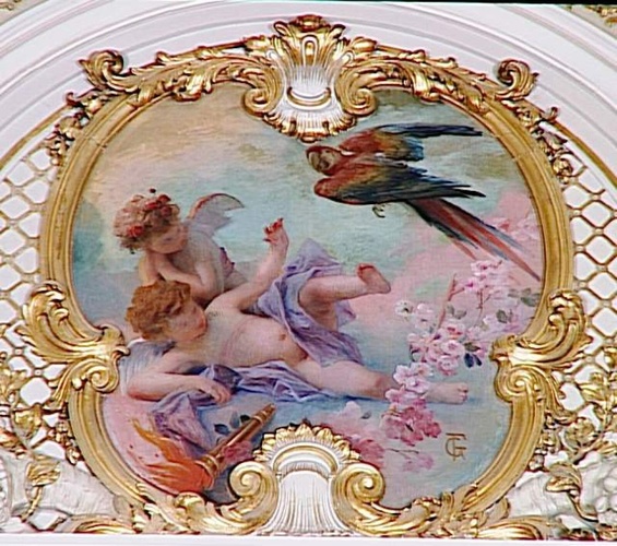 Décor peint de la salle à manger de l'hôtel du Palais d'Orsay, trumeau Sud-Ouest : Midi