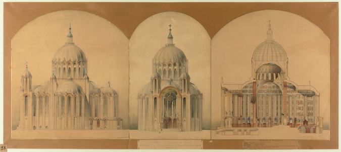 Alphonse Gosset - Sainte-Clotilde de Reims, façade latérale, élévation