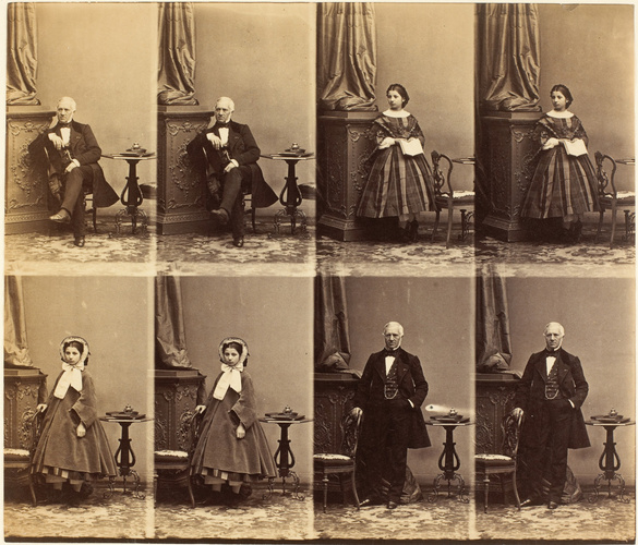 André Adolphe Eugène Disdéri - Mr. Guizot et une fille en huit poses, quatre de ...