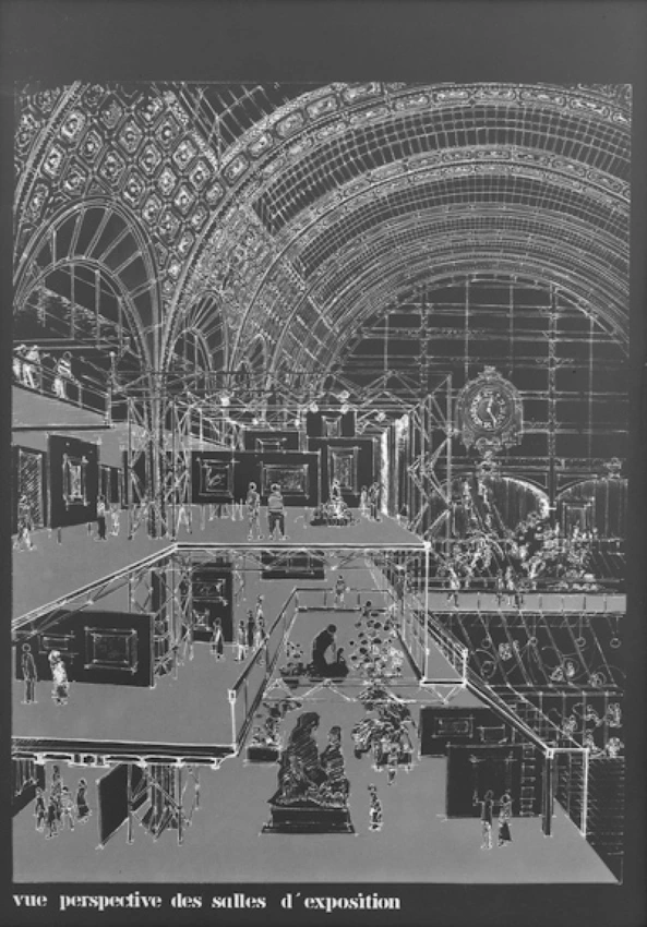Jim Purcell - Plan du Musée d'Orsay, vue perspective des salles d'exposition, pr...