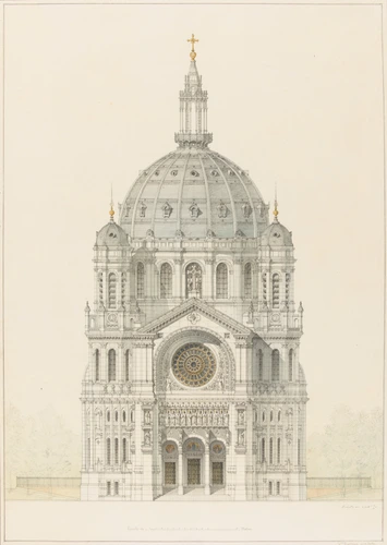 Victor Baltard - Eglise Saint-Augustin à Paris, façade principale, élévation