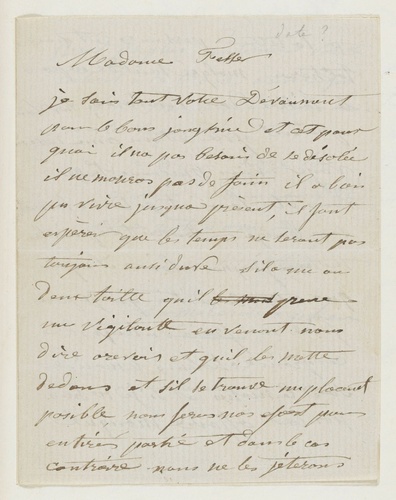 Johan Barthold Jongkind - 10 octobre 1860, Paris, à Mme Fesser
