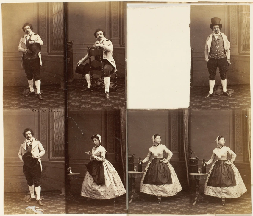 André Adolphe Eugène Disdéri - Deux femmes en quatre poses, deux de l'une, une d...