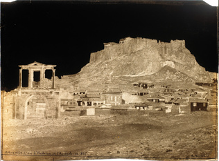 Alfred-Nicolas Normand - Athènes, L'Arc d'Hadrien et l'Acropole en 1852