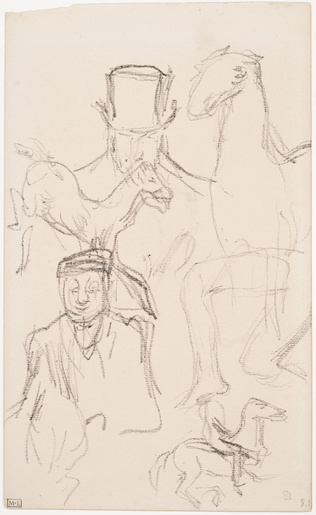 Pierre Bonnard - Page d'étude avec personnages, chevaux et cavaliers et jambes