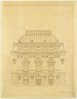 Alphonse Crépinet - Projet de l'Opéra comique, élévation principale