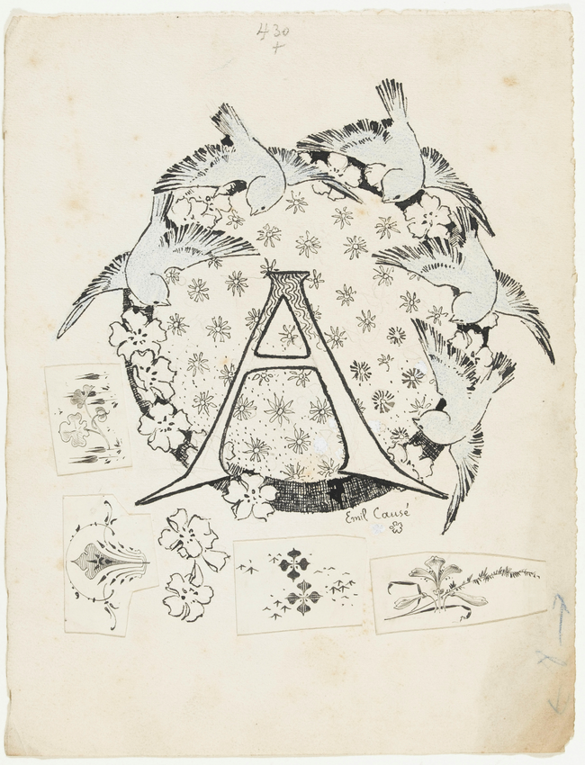 Pierre Brun - Projet de monogramme pour la Revue des Arts Décoratifs (RAD), tête...